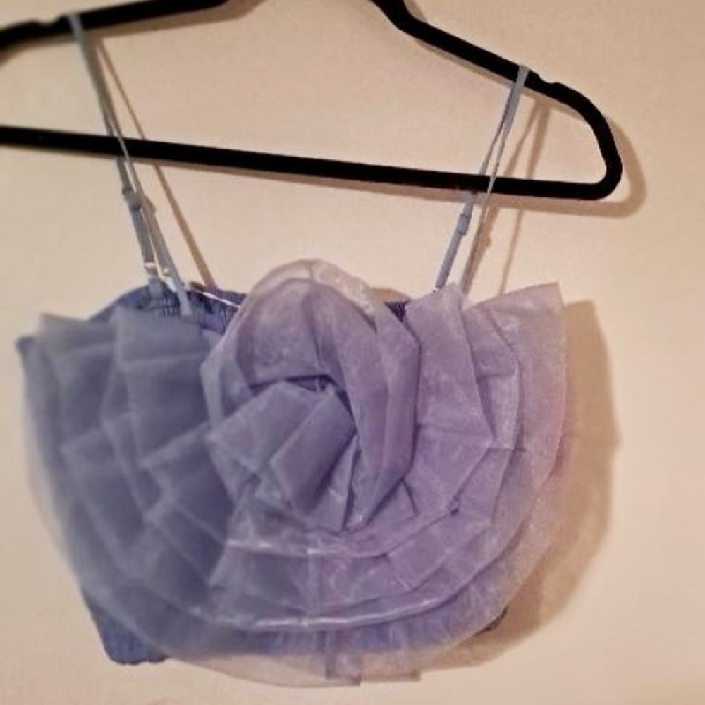 Elegant light blue Ruffled Top
